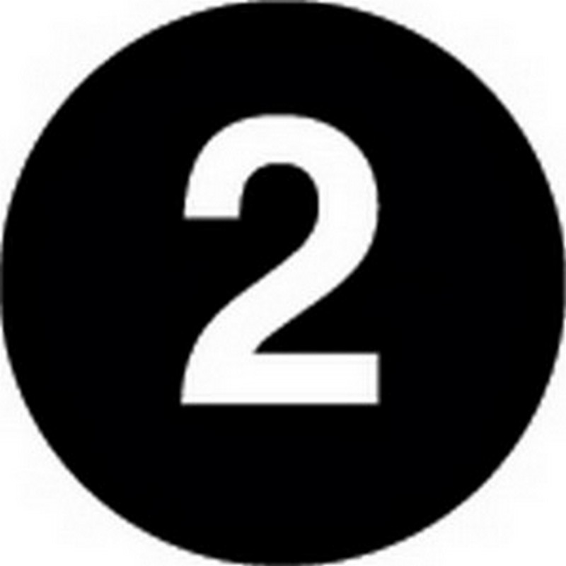 4" Diameter Number 2 Circle Labels (500 per Roll)