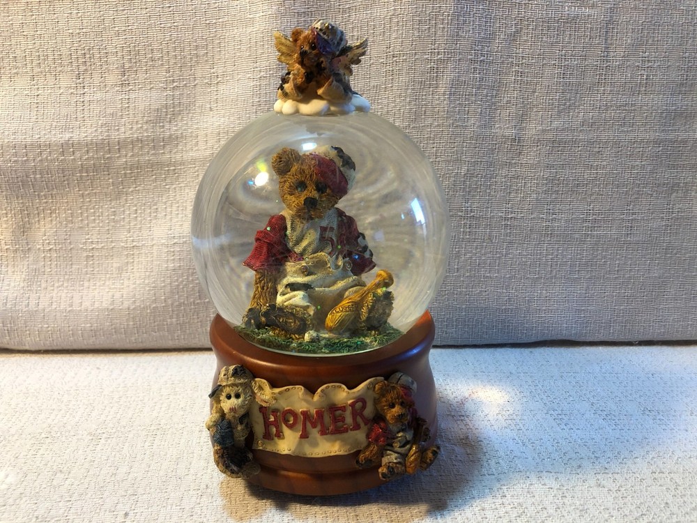 Boyds Bear Homer On The Plate Water Globe Musical Figurine 270550