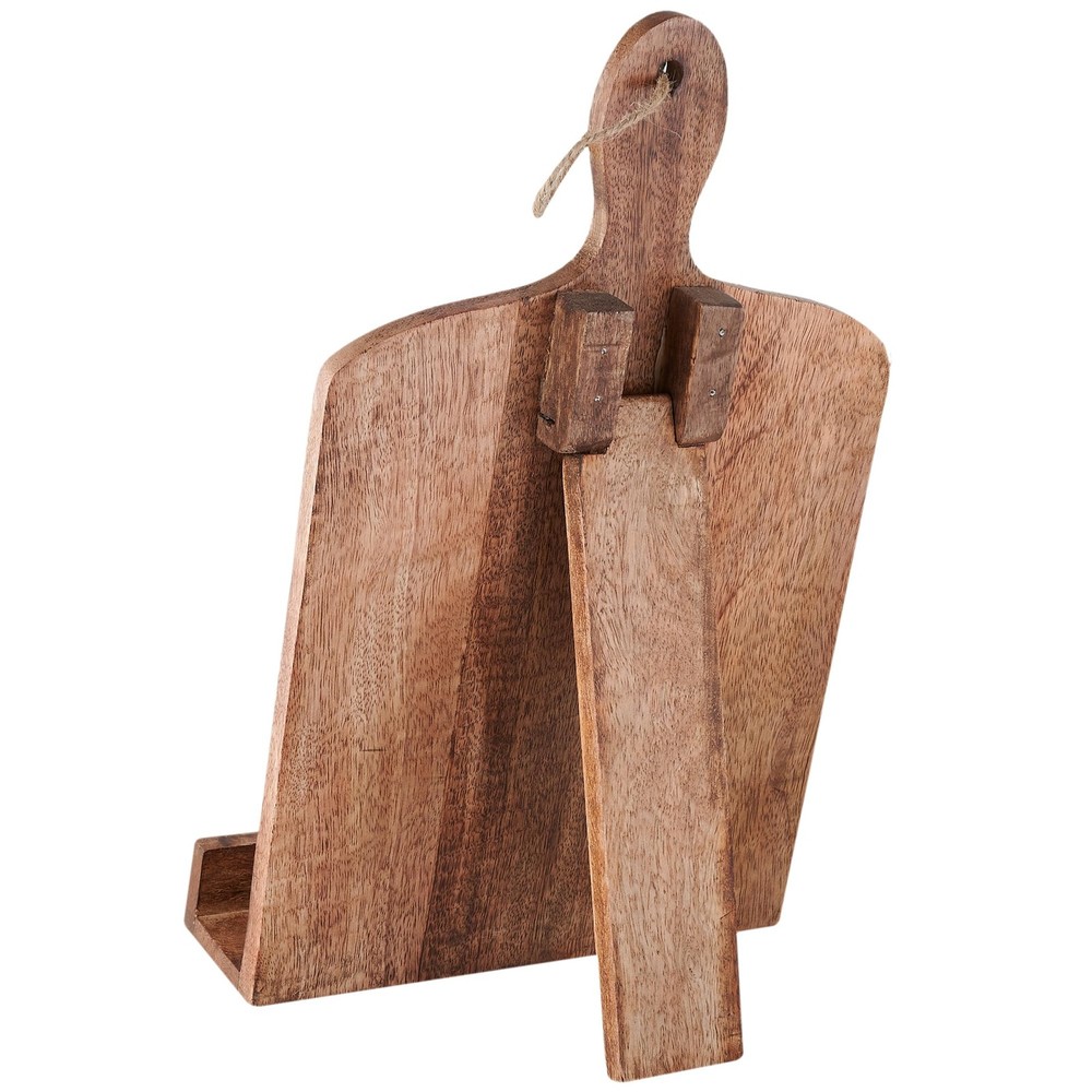 Brown Solid Wood Cookbook Stand Kitchen Counter Adjustable Recipe Holder