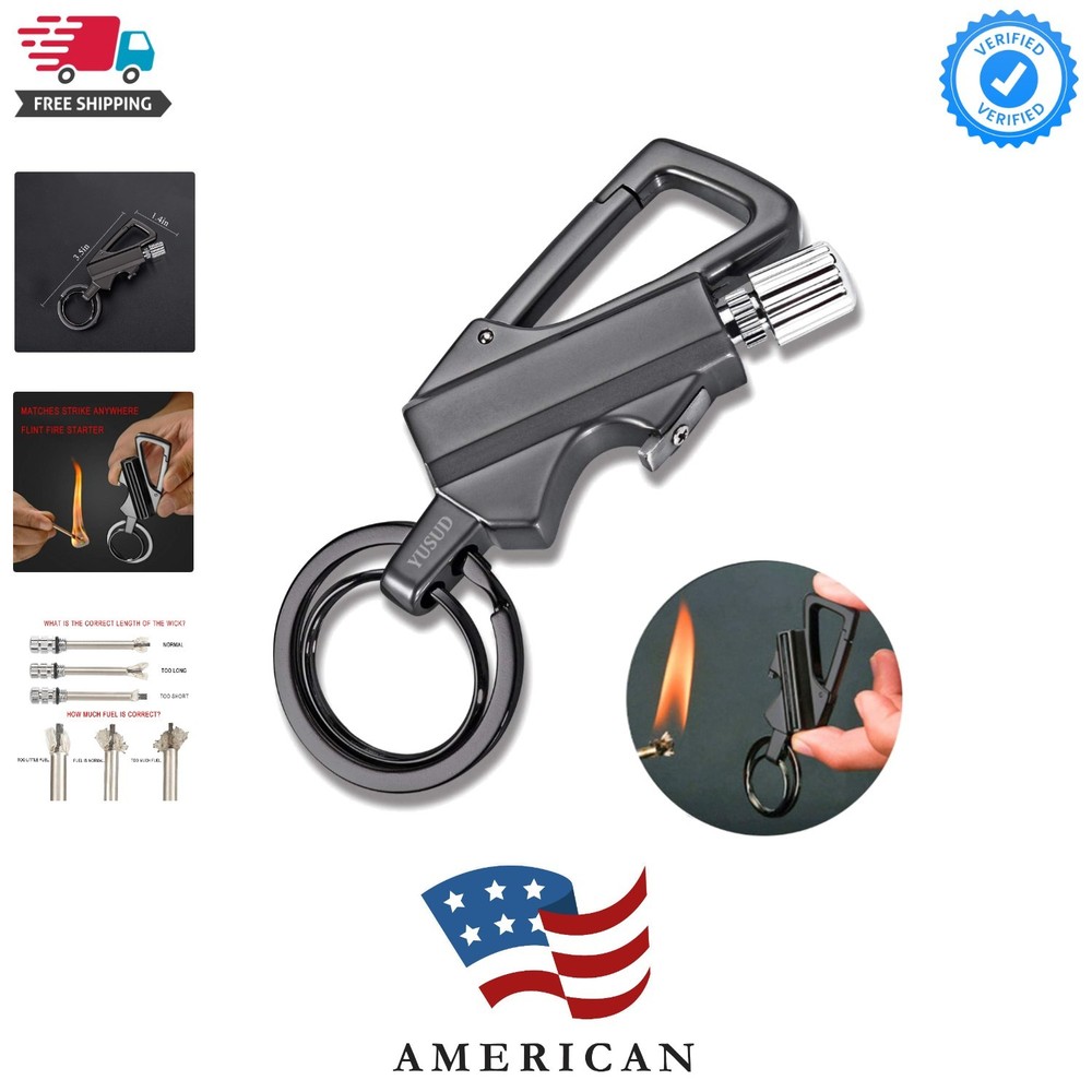 Permanent Match, Flint Fire Starter Never Ending Match Keychain Lighter with ...
