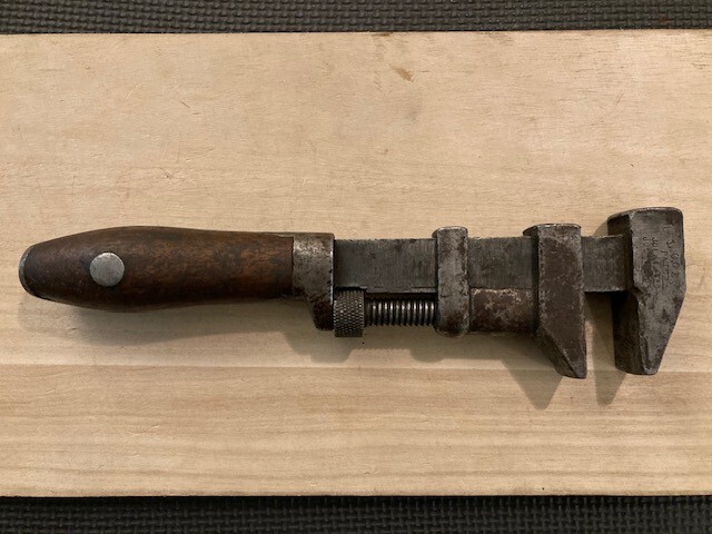 Vintage 10" Wood Handle COES  Worcester, Mass. Adjustable Monkey  Wrench