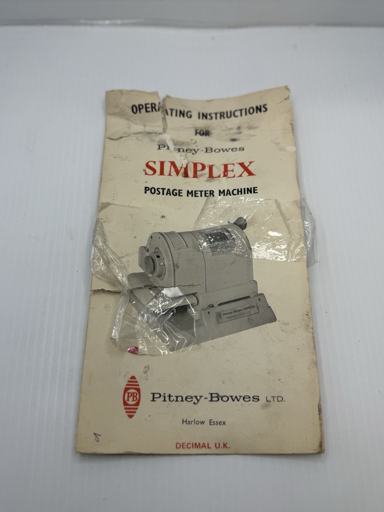 Pitney-Bowes Vintage Simplex Mail Machine Manual