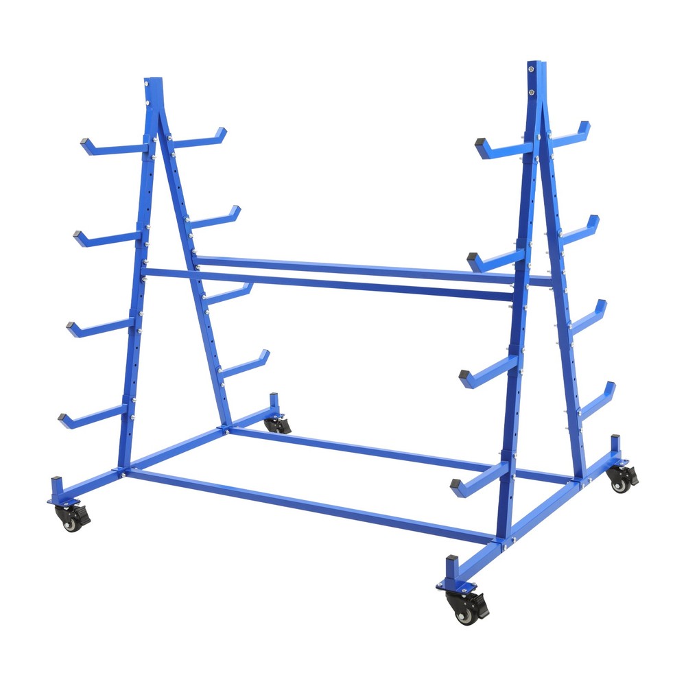 5-Tier Rolling Pipe Storage Rack Horizontal Lumber Organizer with Brake Casters