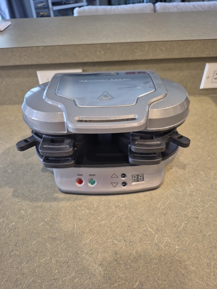 Hamilton Beach Home Electric Dual Breakfast Sandwich Maker Machine with Timer
