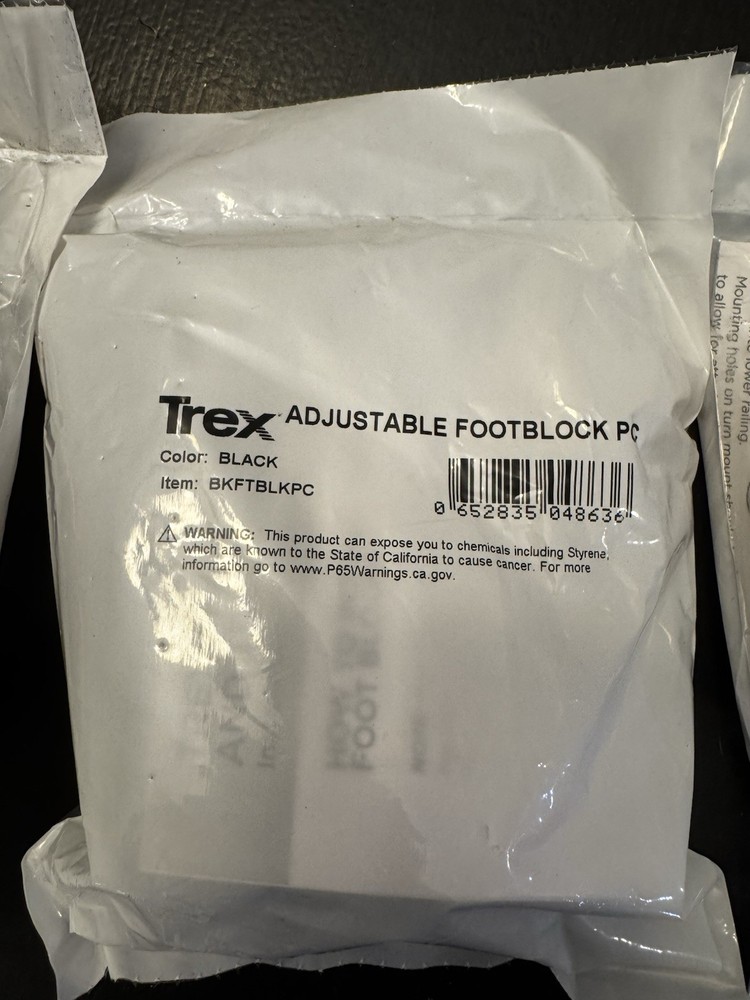 Trex Transcend Adjustable Foot-Block PC Color BLACK BKFTBLKPC