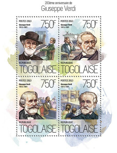 2013 TOGO MNH. GIUSEPPE VERDI   Y&T Code: 3621-3624  |  Michel Code: 5461-5464