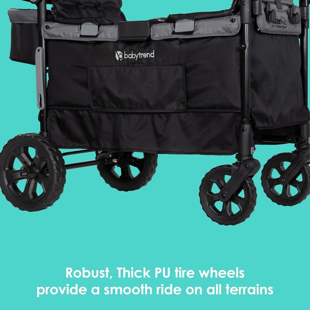 Foldable Stroller Wagon for Children with Adjustable Handle and Storage Basket