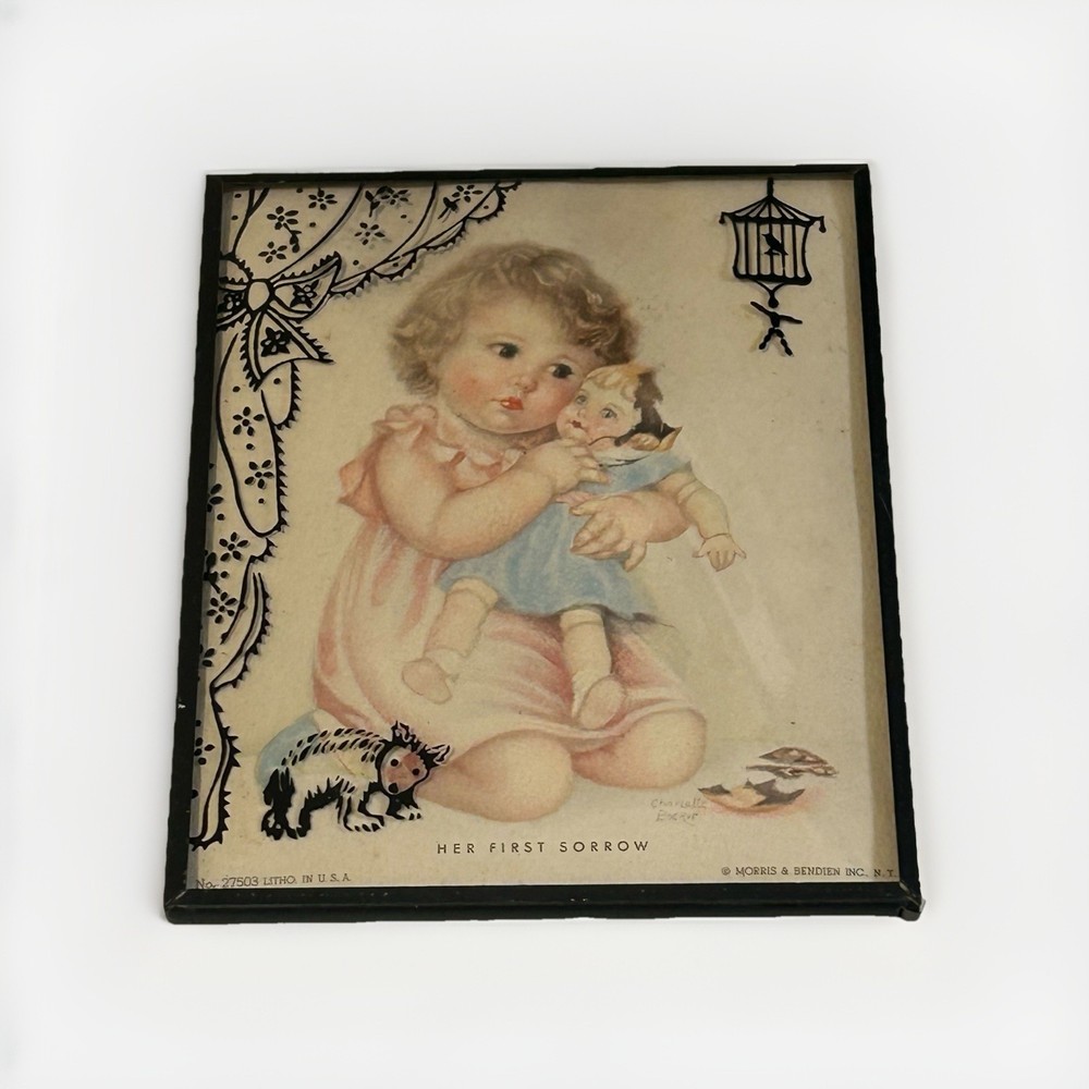 2 Litho Convex Bubble Glass Reverse Painted Picture Frame Charlotte Becker