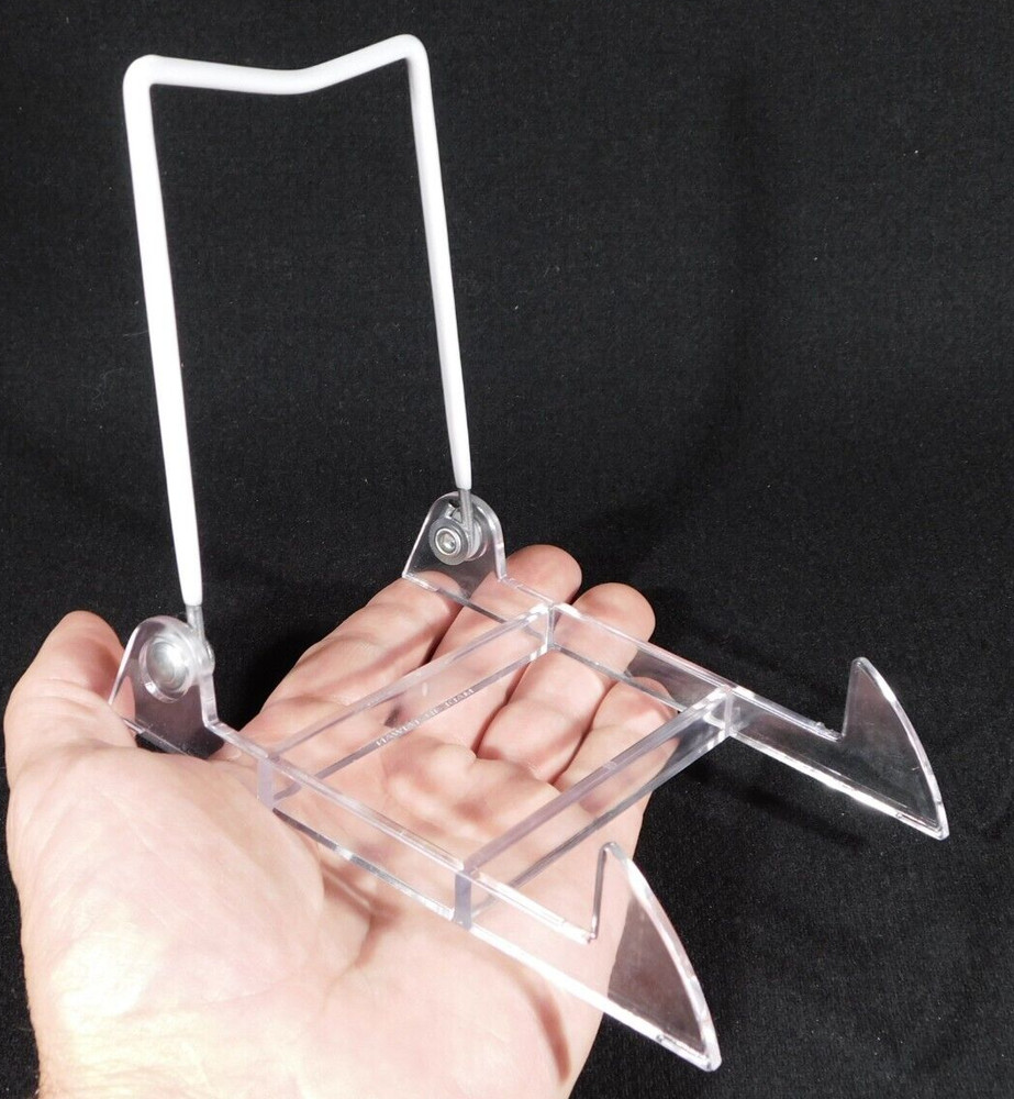 Easel Display Stand Medium Size ADJUSTABLE White Back Clear Base