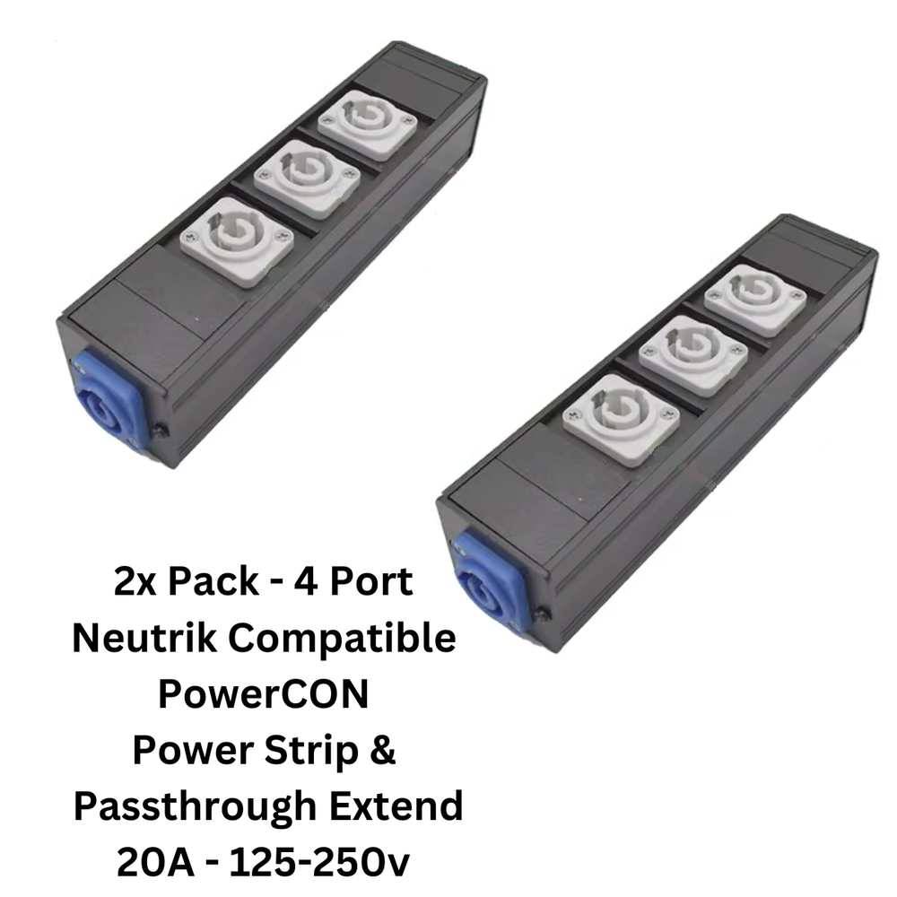 Neutrik Compatible PowerCon Power Strip Distro Quad Box Breakout Split 2 Pack