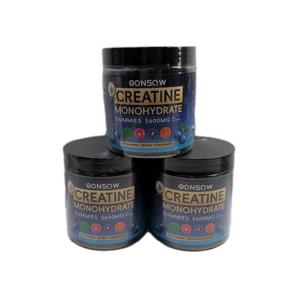 (3) Creatine Monohydrate - 120 Gummies Each- Blueberry 5600mg Per Serving