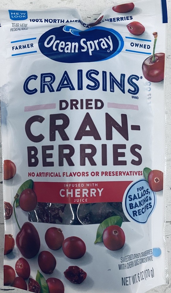 Ocean Spray CHERRY Craisins Dried Cranberries 6 oz Bag