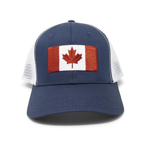 Canada Flag Hat - Snapback Trucker Mesh Baseball Cap(Navy/White)