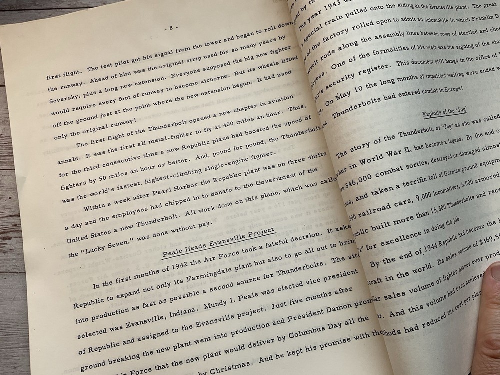 ORIGINAL REPUBLIC AVIATION COMPANY HISTORY 1962