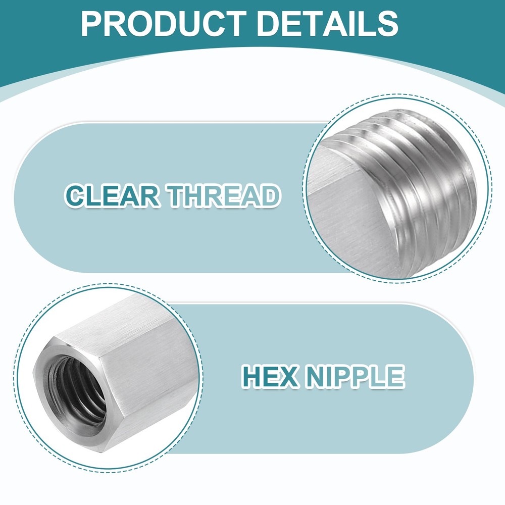 Pipe Fitting Reducing Adapter 1/4" NPT x M12 Reducer Connector Silver