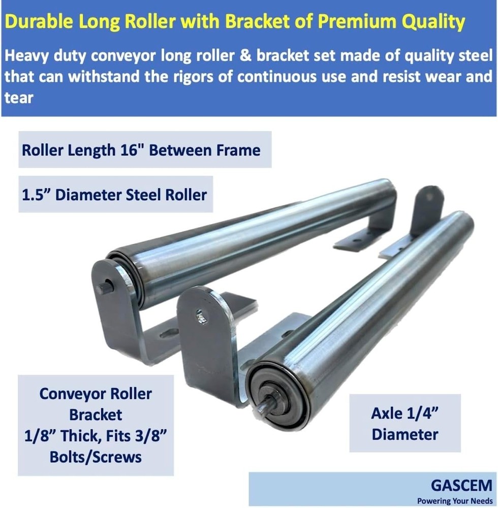 Heavy-Duty 16" Roller with Brackets - Ideal for Industrial and DIY Projects