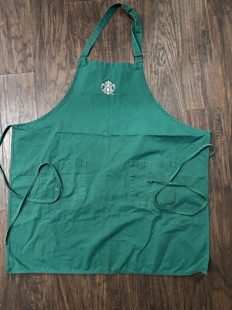 Starbucks Green Work Uniform Apron Double Pocket Logo Adjustable Strap