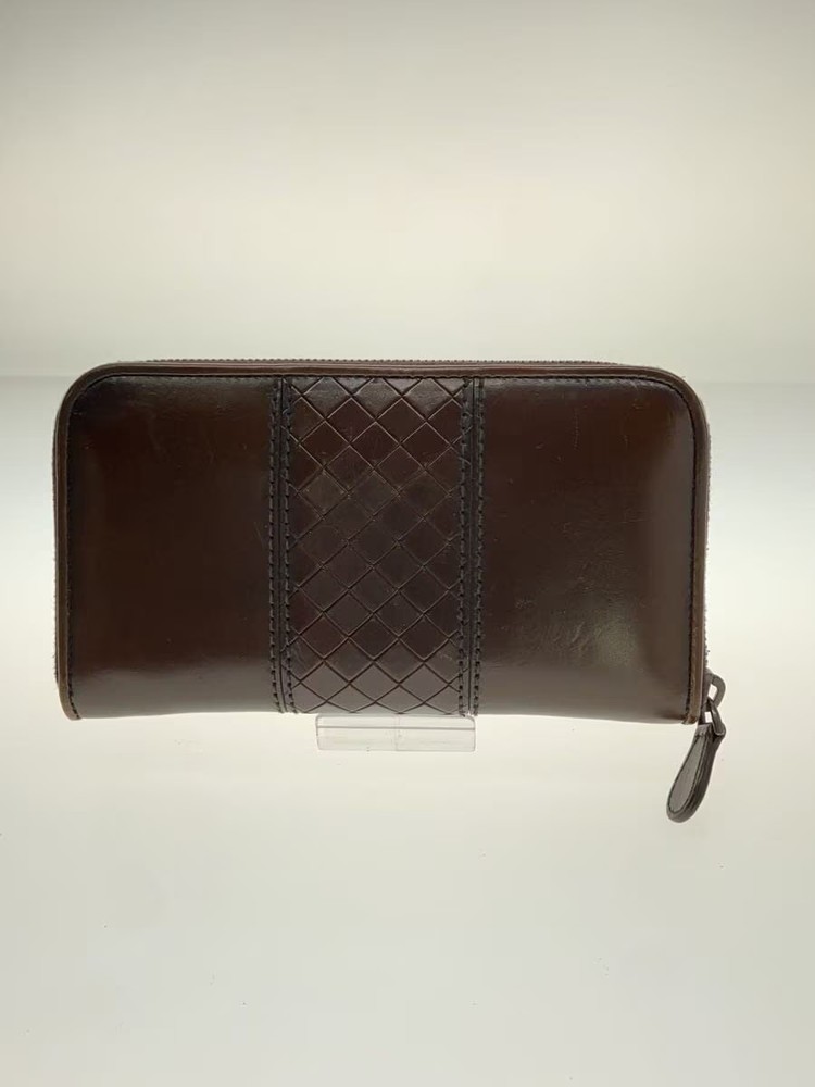 BOTTEGA VENETA Long Wallet Leather Brown Solid Men's