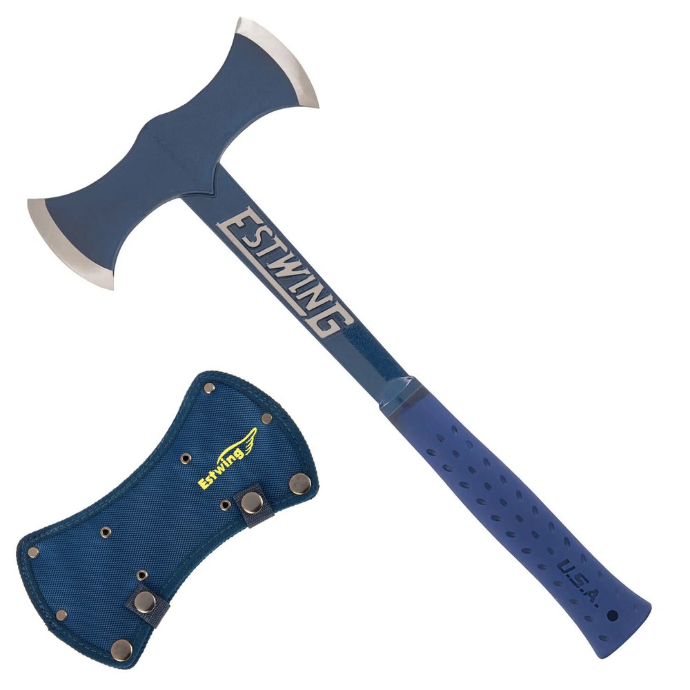 Estwing 17" Black Eagle Double Bit Axe with Nylon Sheath - Blue - E6-DBA