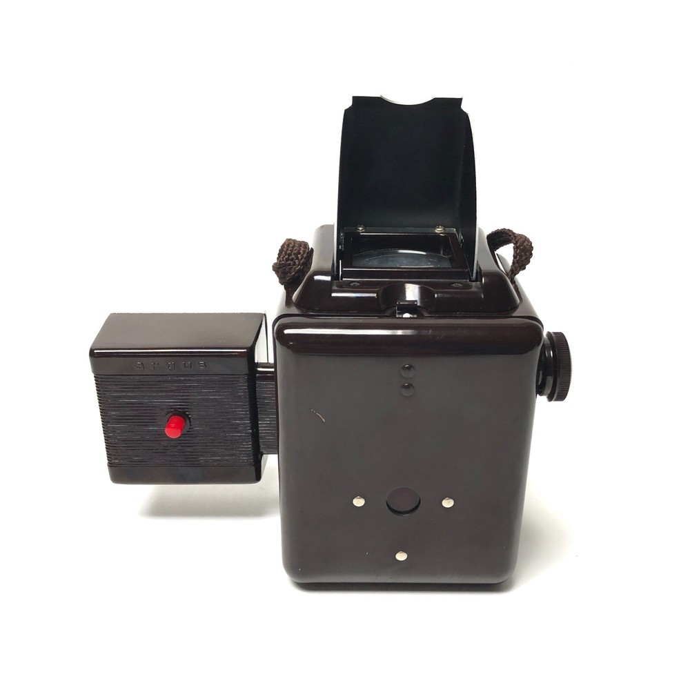 Vintage Argus 75 box camera with flash and Kali Bag case