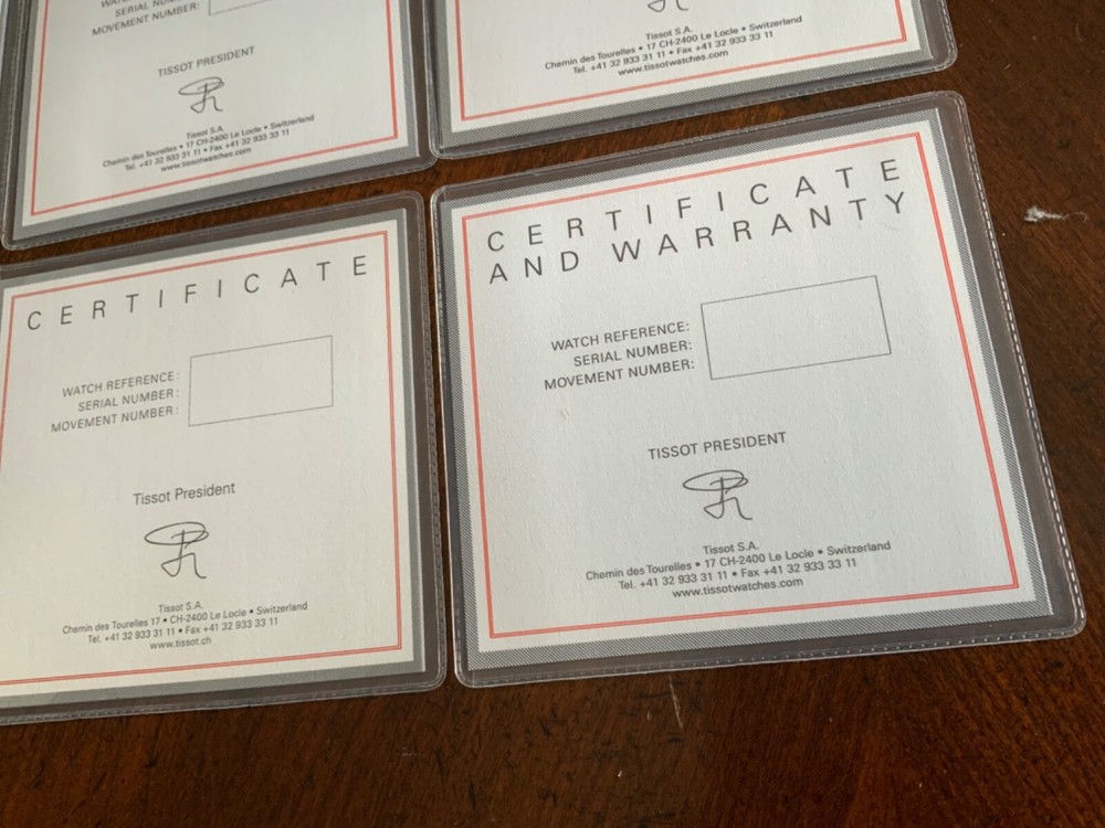Tissot Watch COSC Certificate, papers, documents. ONLY ONE.