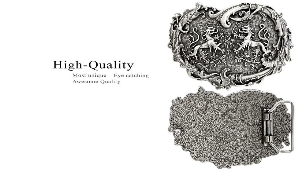 Twin Dragons Heart Belt Buckle