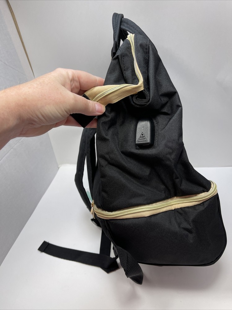 Breast Pump Backpack with cooler, USB Charging Port Black