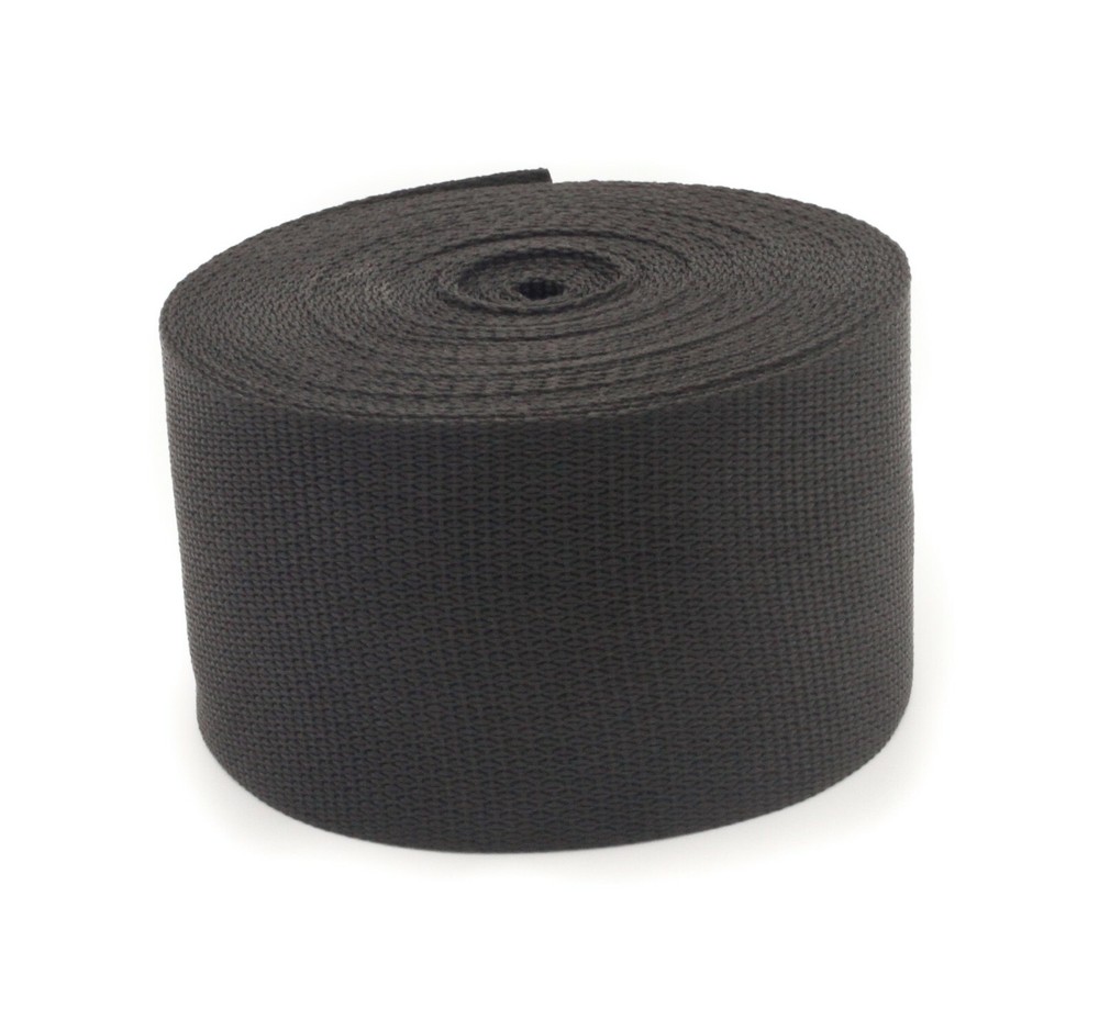Black Polypropylene Light Weight Webbing 1/2, 3/4, 1, 1.5, 2, 3, 4 Inch Width