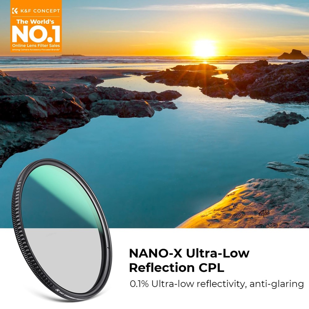 58mm Ultra-Low Reflectivity Circular Polarizers Filter 28 Multi-Layer Coating...