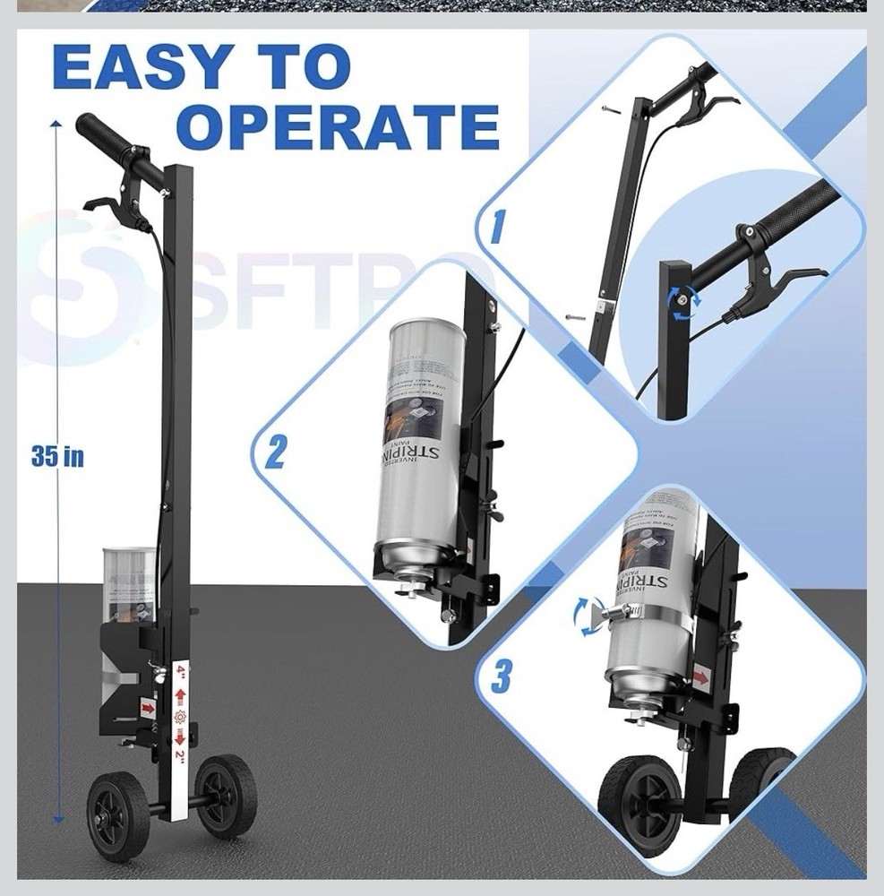 Wheeled Line Striper Cart, Adjustable Stripe Width, Double Wheels, Gloves