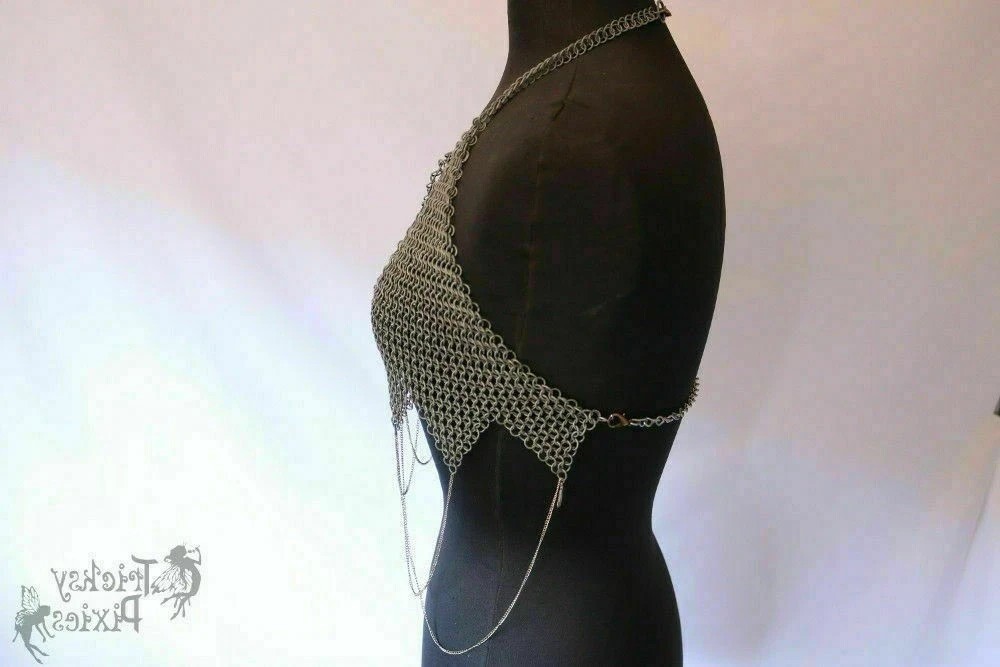ChainMail Medieval Silver Metal Chainmail Bikini Set bra Top Costume