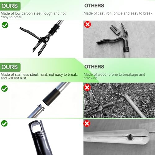 Weed Puller Tool, Stand Up Weed Puller with Stainless Steel 6 Claw Extra Large