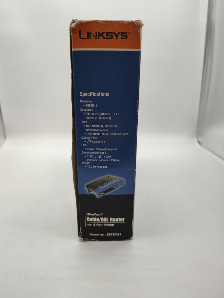 Linksys Etherfast Cable/DSLRouter-Model BEFSR41-With 4-Port Switch