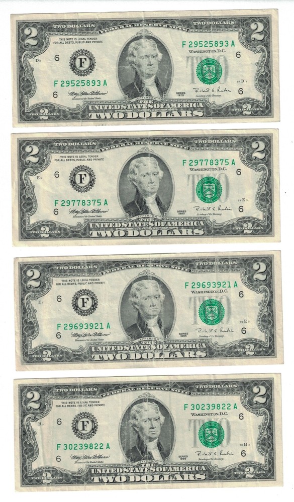 1995 $2 TWO DOLLARS BILL/SELLING ONE SINGLE NOTE.