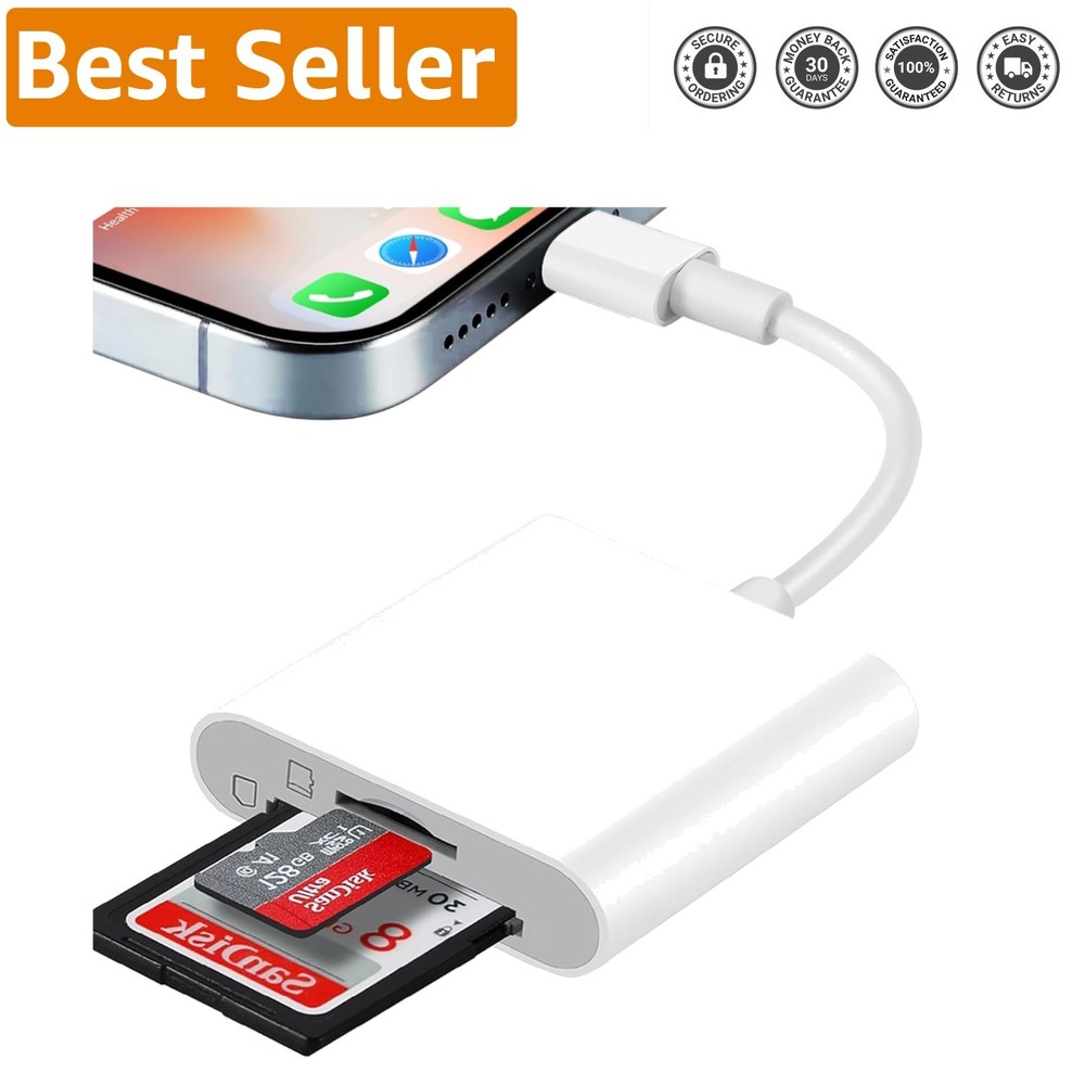Compact SD & Micro SD Card Reader for iPhone - Effortless Two-Way Transfer