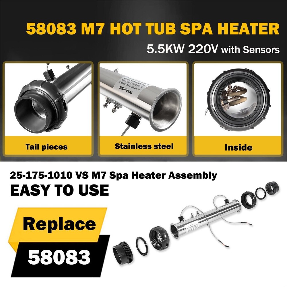 58083 Spa Heater Assembly Replacement for Balboa 25-175-1010 M7 VS 5.5KW, 220V