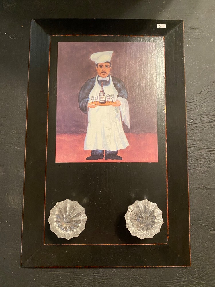 14 X 9" Chef Waiter Decorative Wall Hanging With 2 Apron Knobs