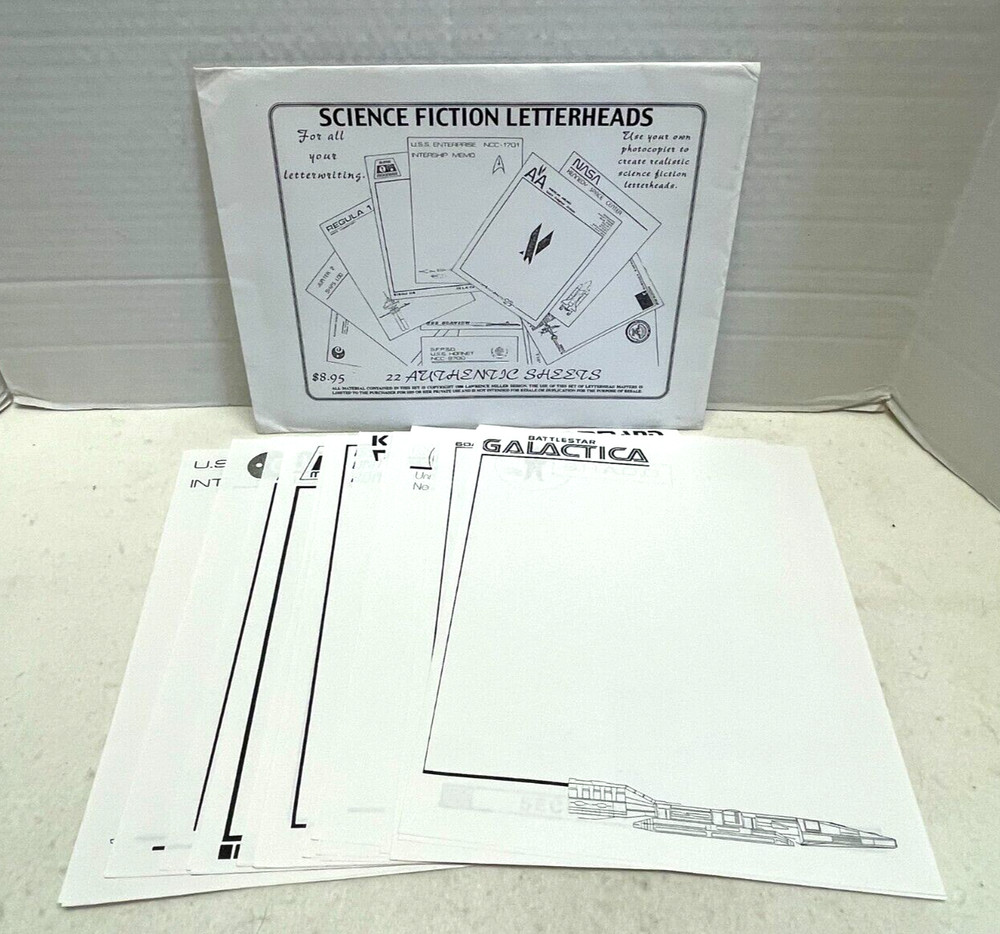 22 Authentic SCIENCE FICTION LETTERHEADS Original Envelope Miller Design 1986