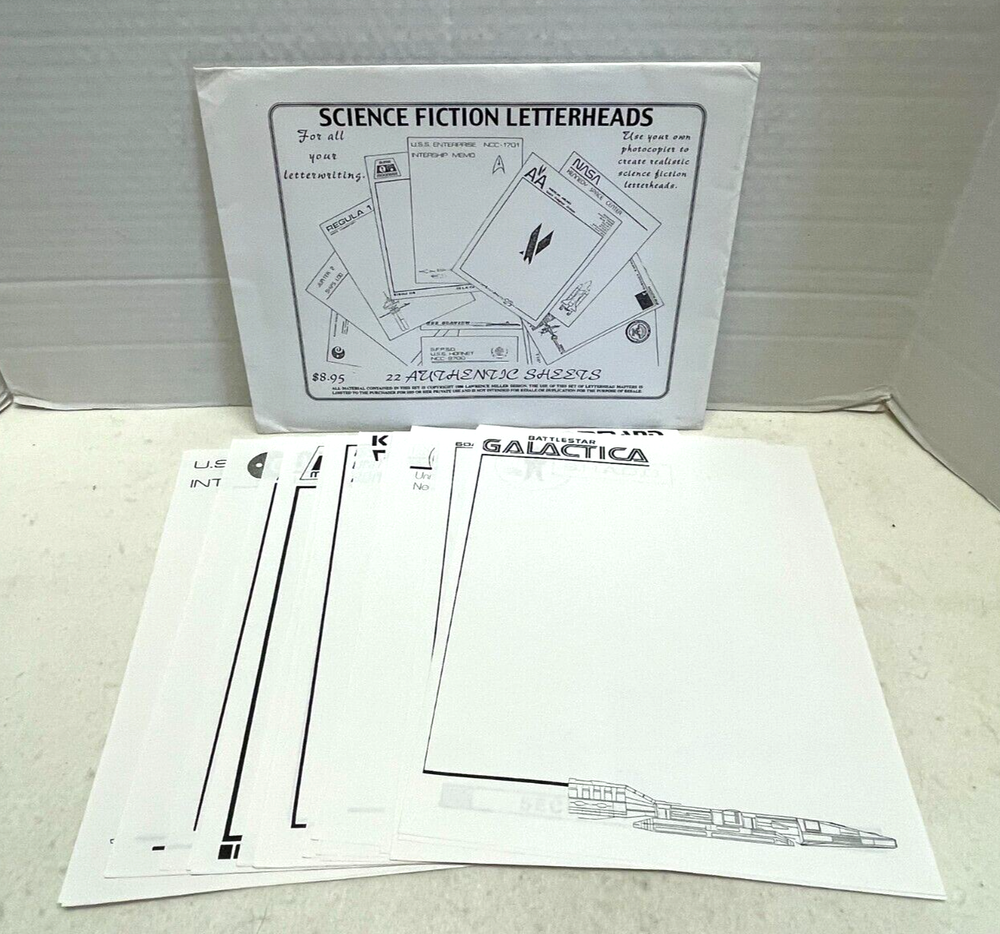 22 Authentic SCIENCE FICTION LETTERHEADS Original Envelope Miller Design 1986