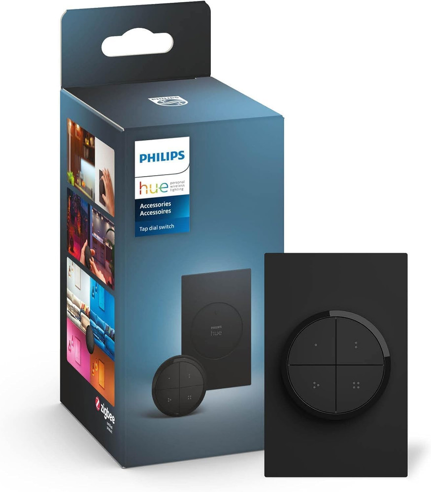 Wall Tap Dial Light Switch, Portable, Black - 1 Pack - Requires Hue Lights and H