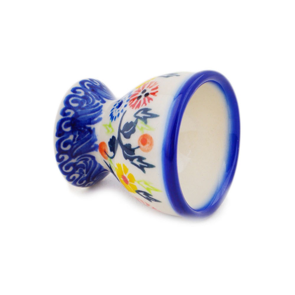 Polish Pottery Egg Holder 2" Pastel Spring Wreath