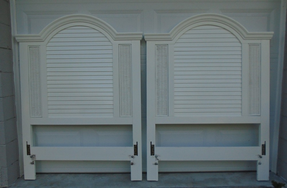 Pair Shutter Twin Size Headboards Louver Coastal Wicker 2 Beach West Indies Boho