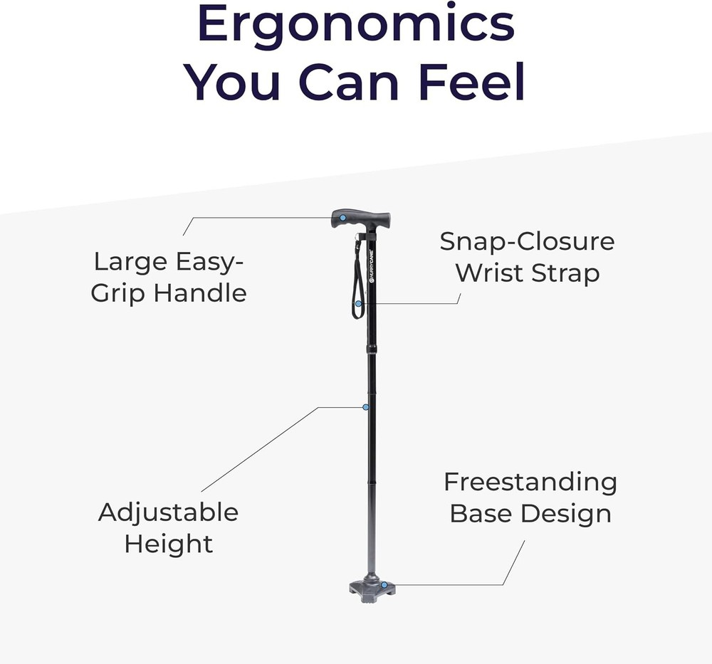 Freedom Edition Foldable Walking Cane - Adjustable Height & Ergonomic T-Handle
