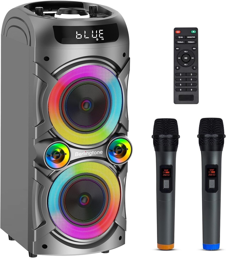 Berlingtone BR-37K, Bluetooth Speaker, Karaoke function with 2 VHF Wireless Mic
