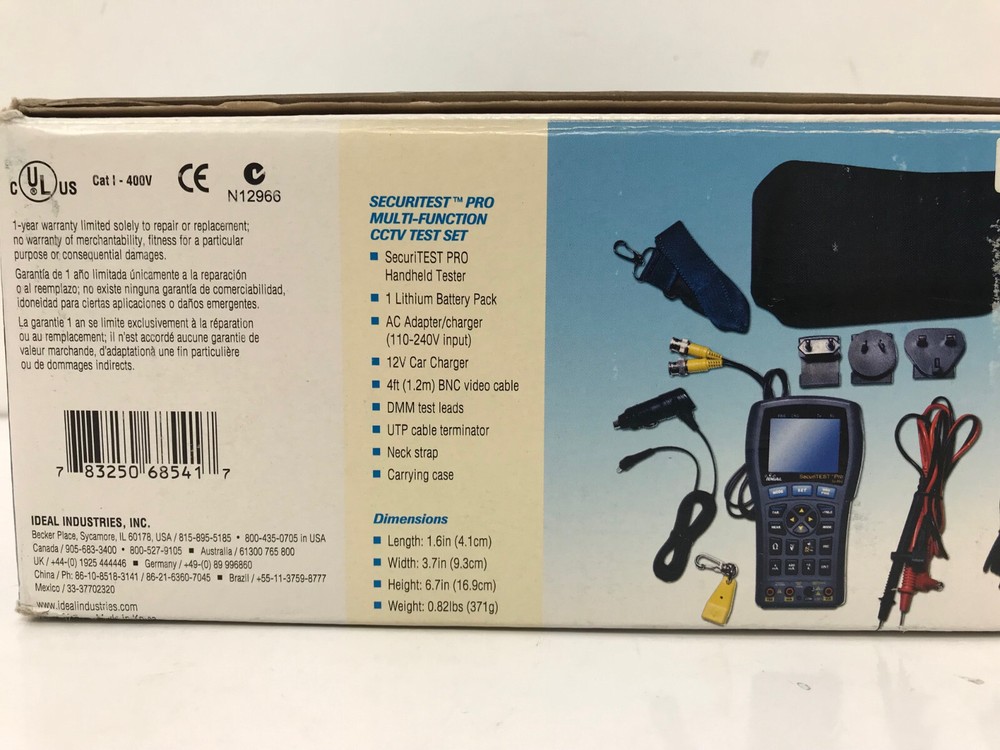 IDEAL NETWORKS 33-892 SECURITEST PRO MULTI-FUNCTION CCTV TEST SET