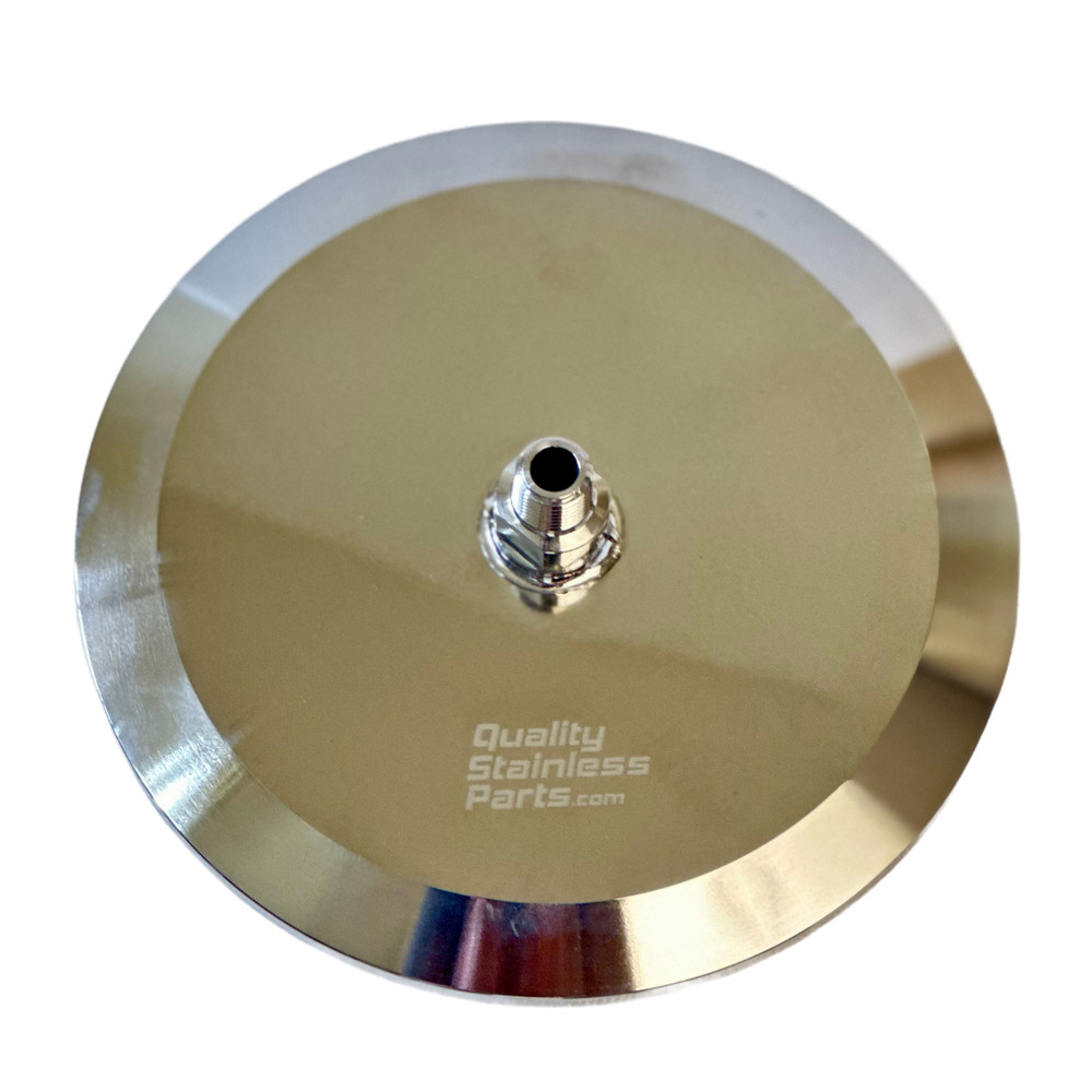 6" Tri Clamp Flat Lid - Spool Cap in 1/4" MNPT Closed Loop Extractor