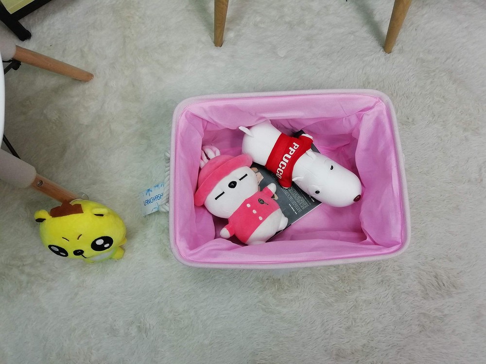 Rectangular Storage Bin Collapse Canvas Fabric Cartoon Storage Basket with Ha...