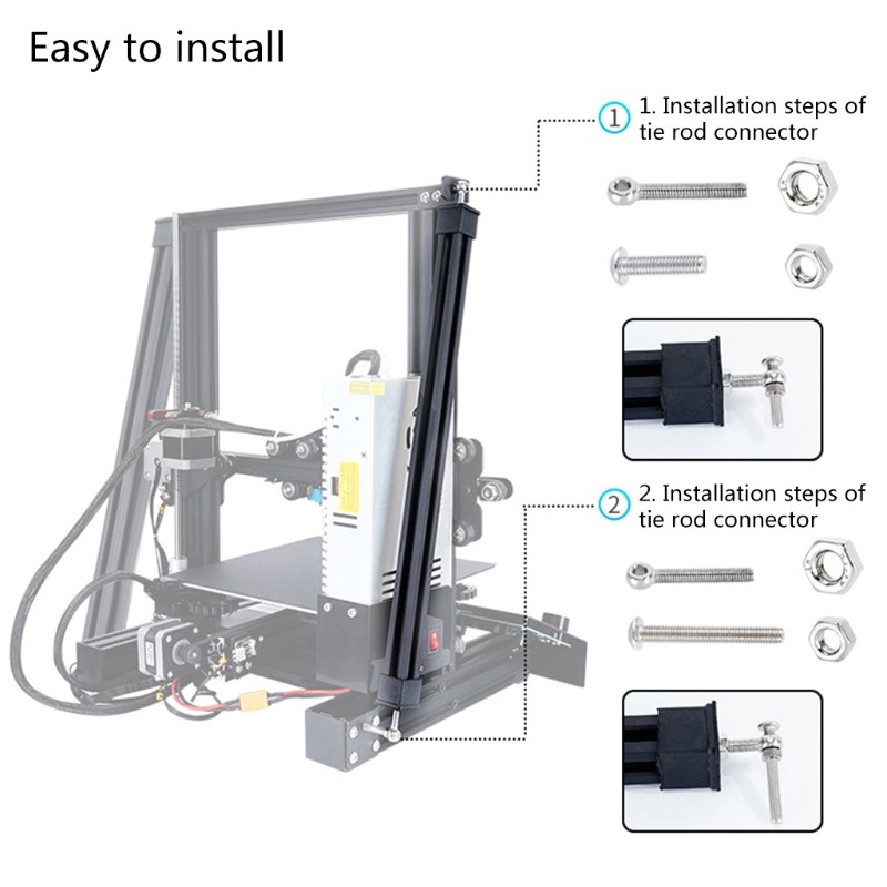 3D Printer Supporting Pull Rod Set Stable Tie Rod Kit for Ender-3/ 3S