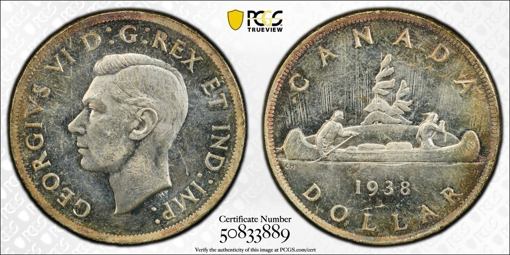 1938 Canada Dollar PCGS MS63