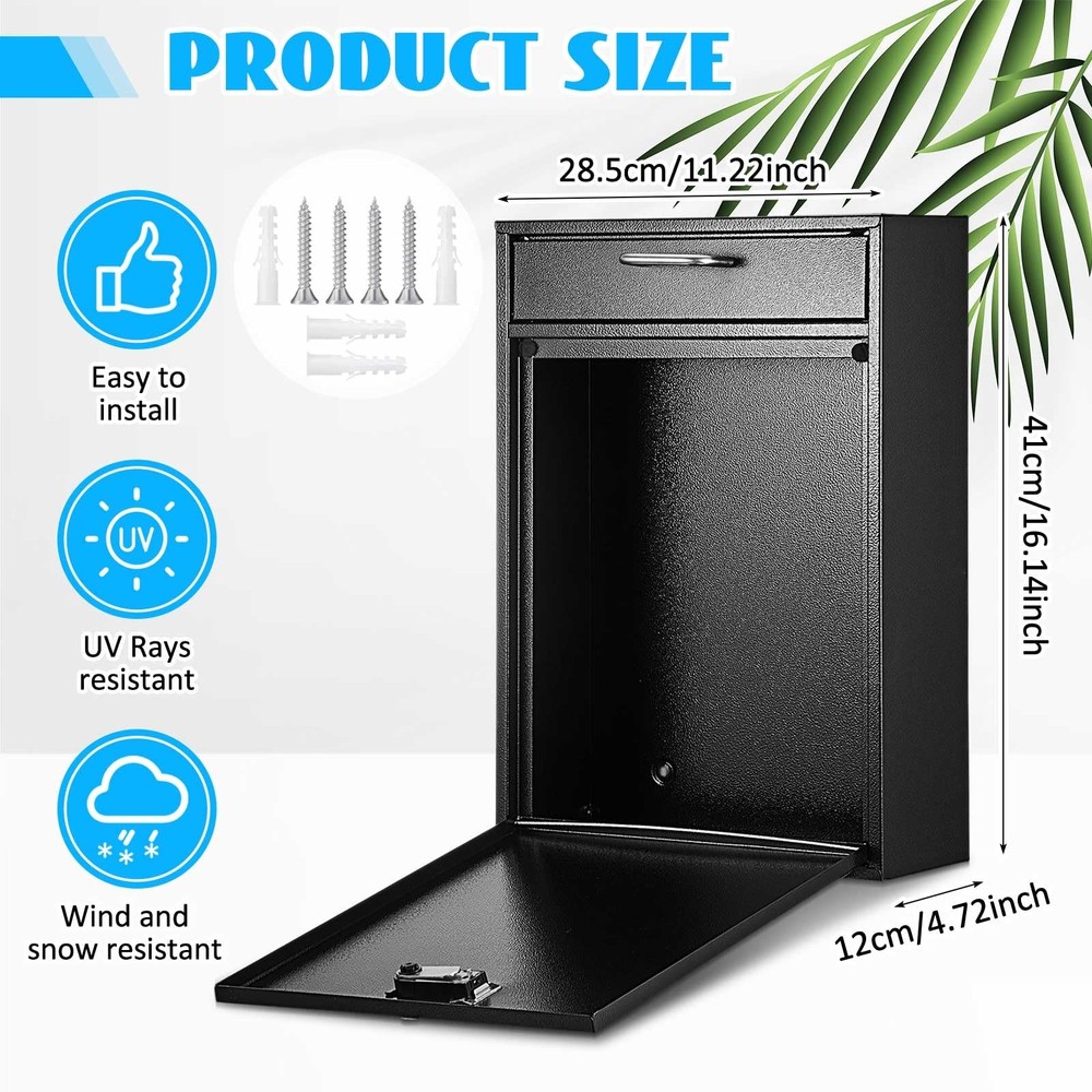 Wall Mount Mailbox with Combination Lock Large Locking Security Mailbox for O...